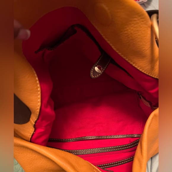 Dooney & Bourke Oring Orange Sunset Large Hobo Leather Purse - Picture 7 of 11